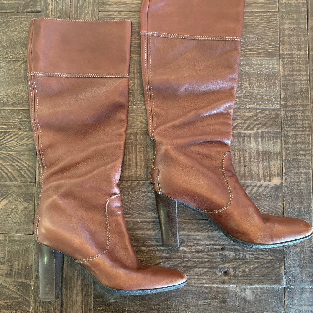 Tods Brown Leather Knee-High Boots